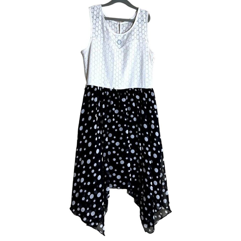 Disney Minnie Rocks The Dots Girls Dress L Black White Polka Dot Asymmetrical